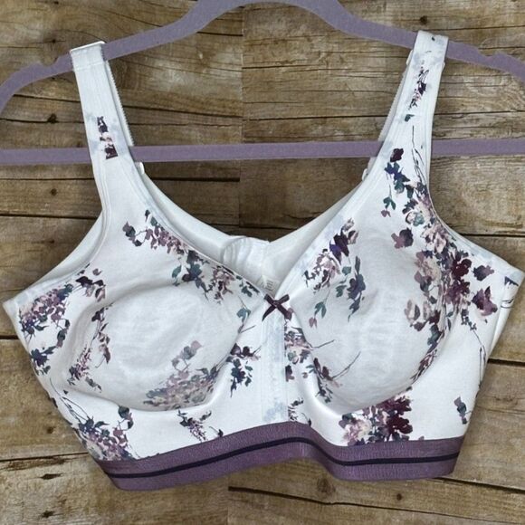 CACIQUE FLORAL PRINT UNLINED WIRE FREE FULL COVERAGE EVERYDAY ADJUSTABLE BRA - Picture 3 of 7